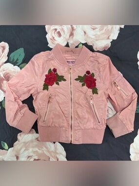 Urban Republic Pink Kids Jacket with Rose Embroidery